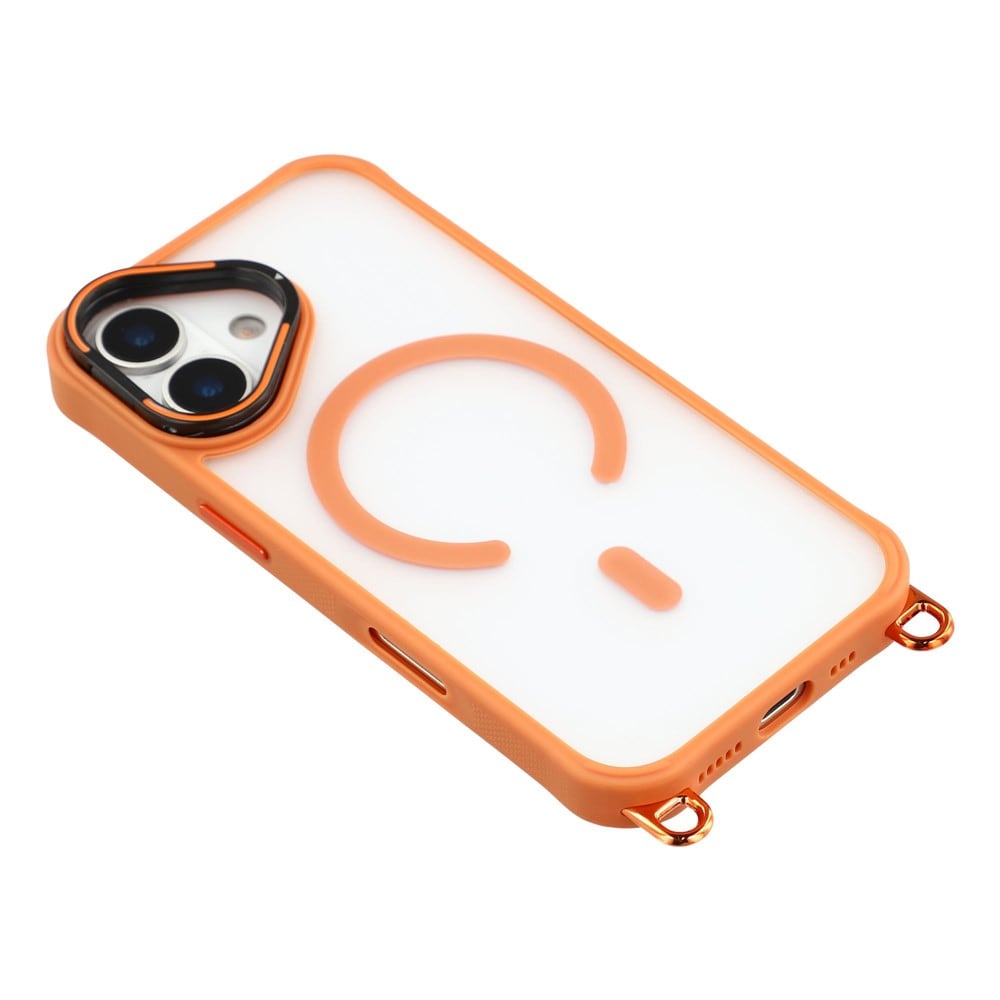iPhone 17-etui m/ justerbar skulderrem og MagSafe-kameraramme (stativ) – orange