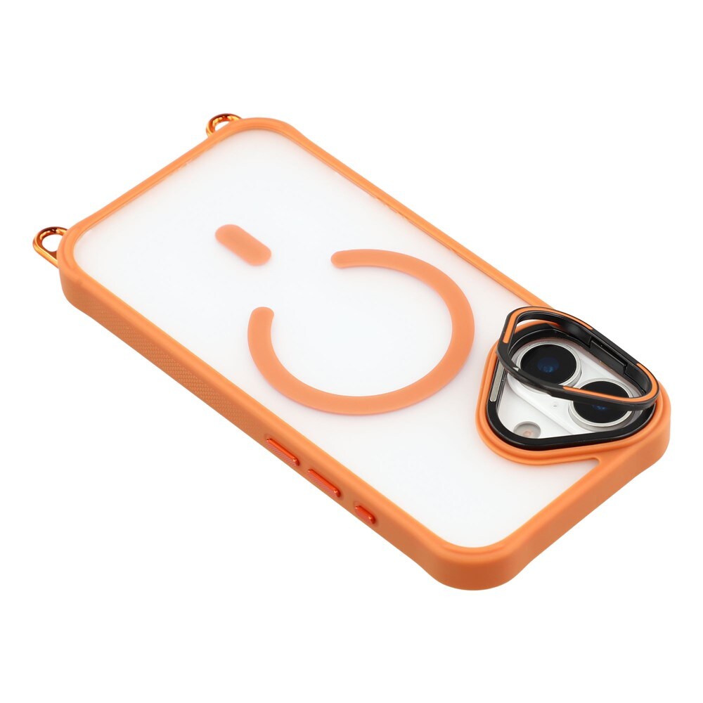iPhone 17-etui m/ justerbar skulderrem og MagSafe-kameraramme (stativ) – orange