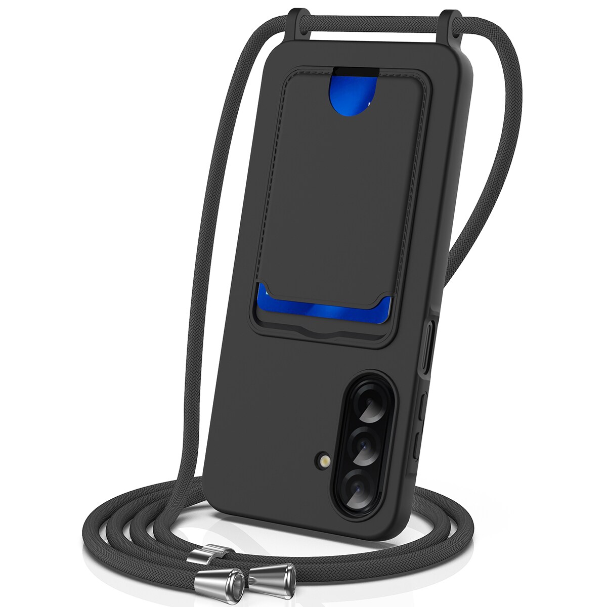 Samsung Galaxy A57 5G TPU-etui med kortholder og skulderrem – sort