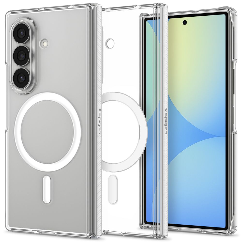Spigen AirSkin Zero MagFit MagSafe-etui til Samsung Galaxy Z Fold 8 Ultra – gennemsigtigt og hvidt