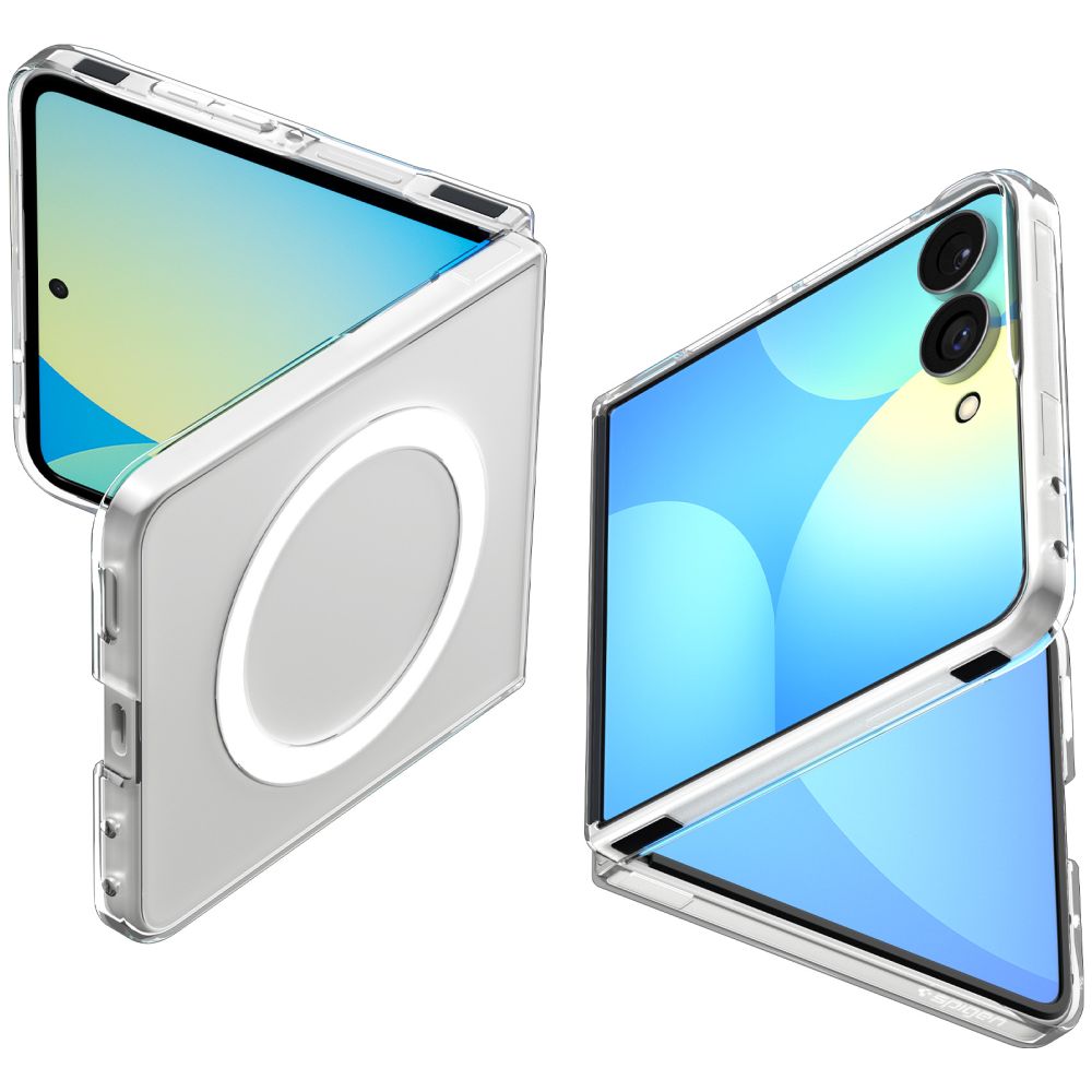 Spigen AirSkin MagFit-etui til Samsung Galaxy Z Flip 8 – gennemsigtigt og hvidt