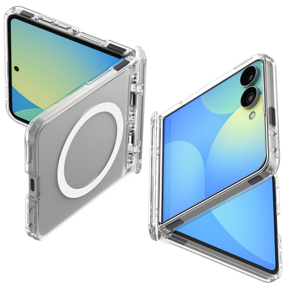 Spigen Ultra Hybrid Pro MagSafe-etui til Samsung Galaxy Z Flip 8 – gennemsigtigt og hvidt