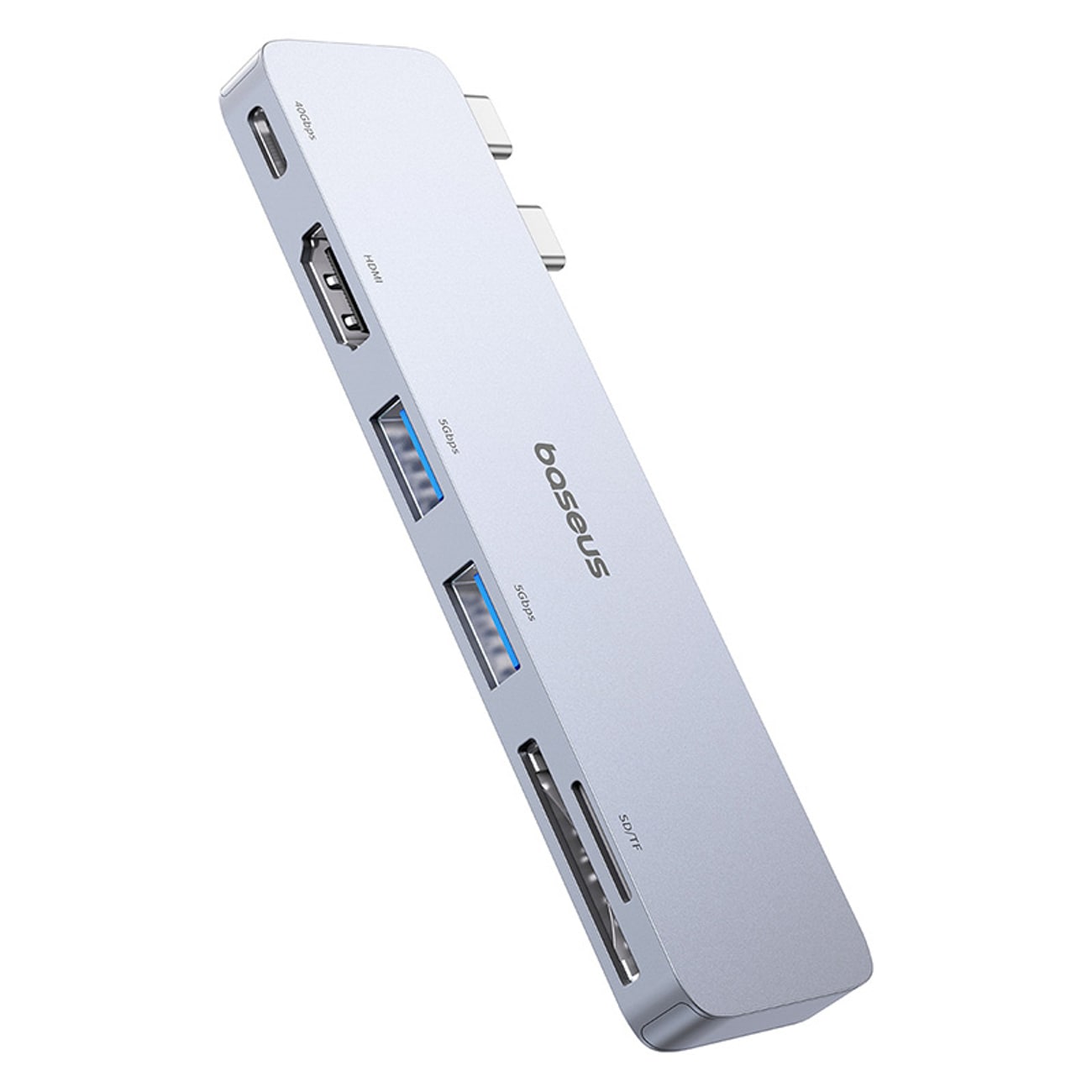 Baseus UltraJoy-serien 6-i-1 USB-C 40 Gb/s USB 3.0 HDMI 4K USB-hub med SD- og microSD-læser – grå