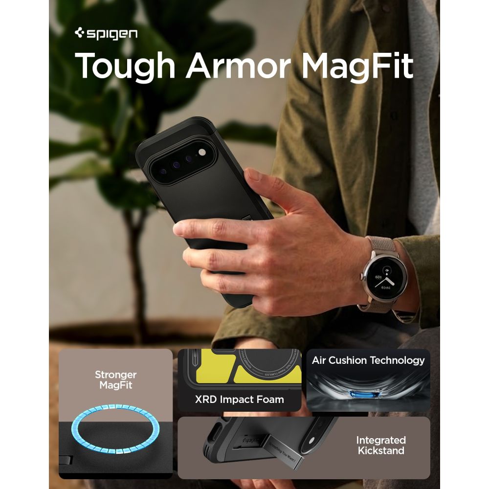 Spigen Tough Armor Mag MagSafe-etui til Google Pixel 11 Pro – sort