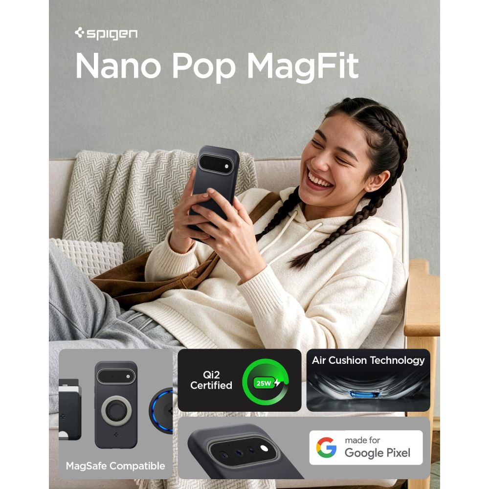 Spigen Nano Pop MagSafe-etui til Google Pixel 11 – sort og grå