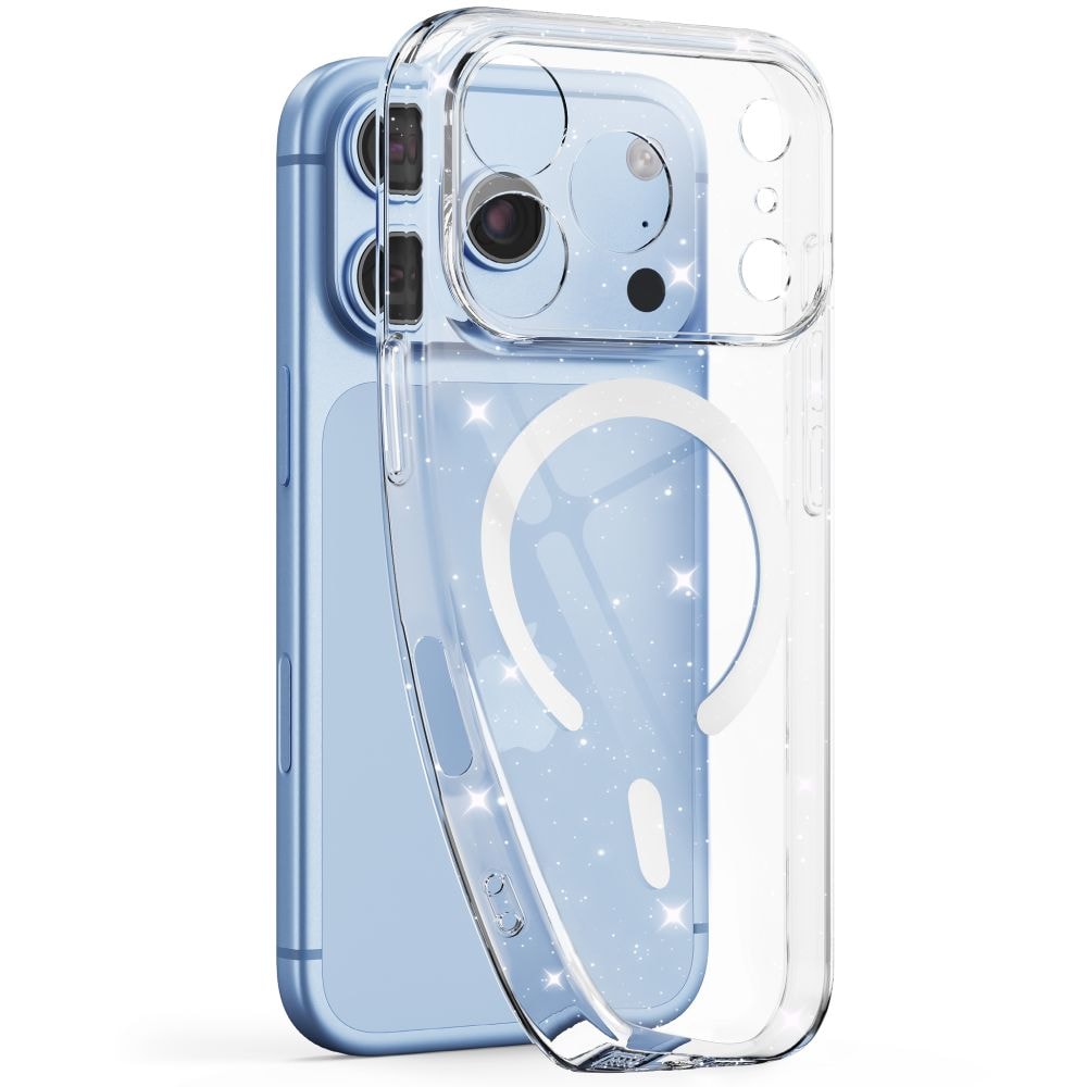 Tech-Protect FlexAir MagSafe iPhone 17 Pro / 18 Pro-etui – gennemsigtig med glitter
