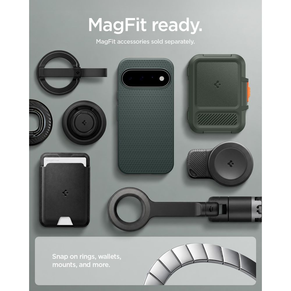 Spigen Liquid Air Mag MagSafe-etui til Google Pixel 11 – mørkegrøn