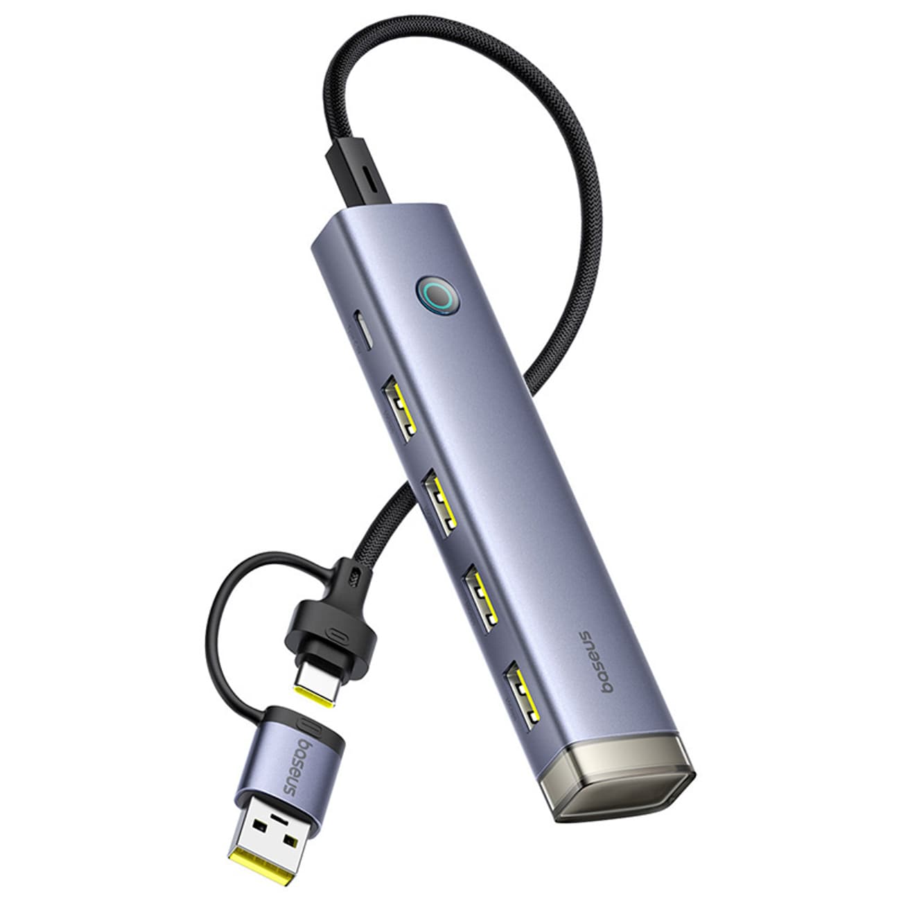 Baseus UltraJoy-serien USB-A/USB-C-hub med 4 x USB-A 3.1 og 1 x USB-C 5 V – grå
