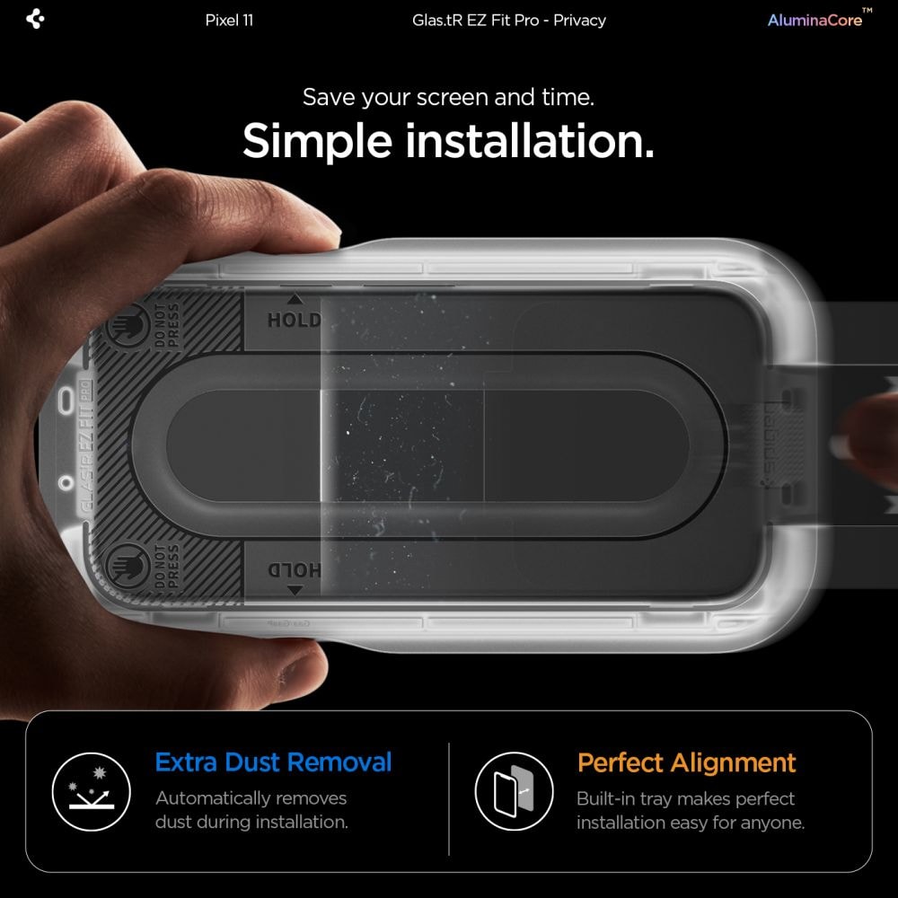 Spigen Glas.tR EZ Fit Pro HD 2-pak med privatlivsbeskyttende hærdet glas til Google Pixel 10/11