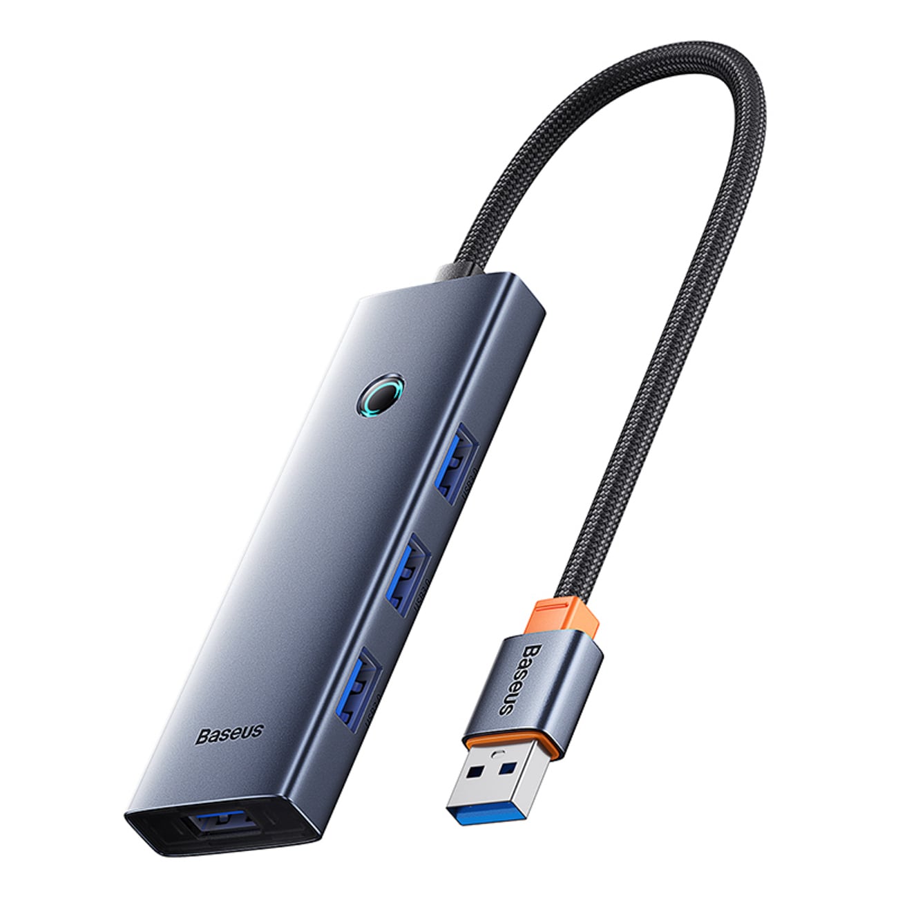 Baseus UltraJoy-serien USB-A-hub med 4 x USB-A 3.0 og 1 x USB-C 5 V – grå