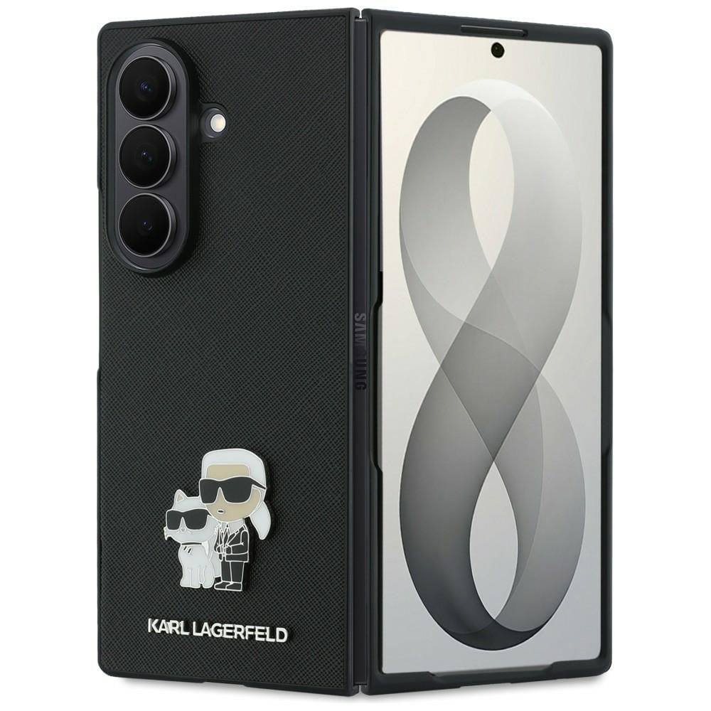 Karl Lagerfeld Saffiano Karl&Choupette-nåleetui til Samsung Galaxy Z Fold 8 Ultra – Sort