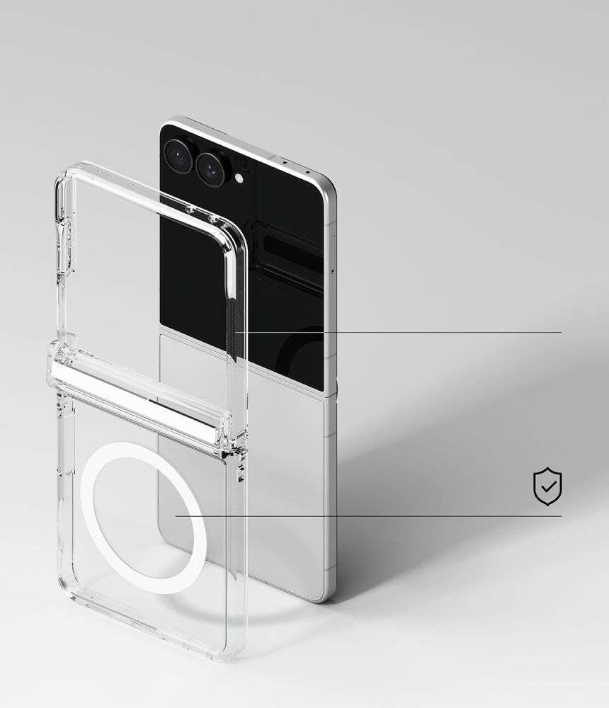 Ringke Fusion Flap magnetisk MagSafe-etui til Samsung Galaxy Z Flip 8 – gennemsigtigt