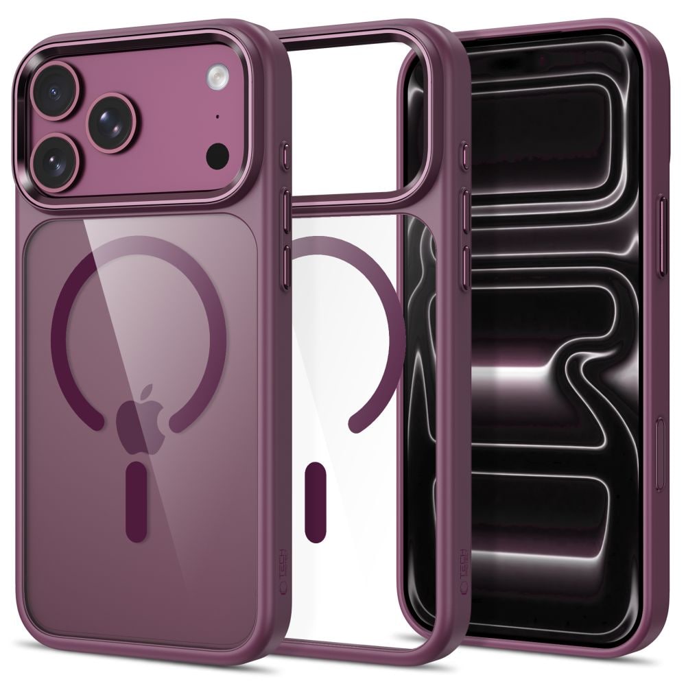 Tech-Protect Magmat Magsafe CC-etui til iPhone 17 Pro / 18 Pro – gennemsigtig burgunder