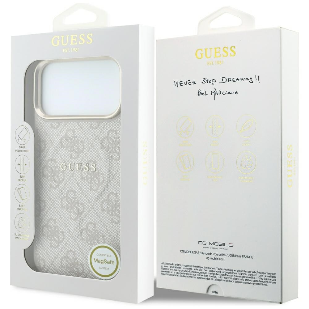 Guess præget 4G Classic MagSafe-etui til iPhone 17 Pro / 18 Pro – lyserød