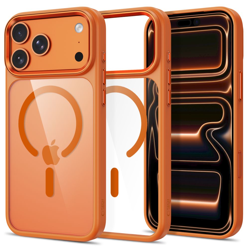 Tech-Protect Magmat Magsafe CC-etui til iPhone 17 Pro Max / 18 Pro Max – orange-gennemsigtig