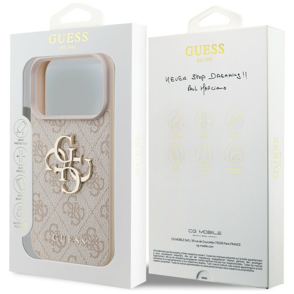 Guess 4G-etui med stort logo til iPhone 17 Pro / 18 Pro – lyserød