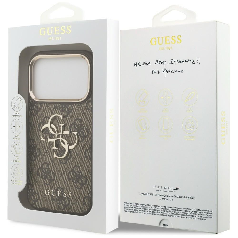 Guess 4G Big 4G Classic Logo-etui til iPhone 17 Pro / 18 Pro – brun og guld