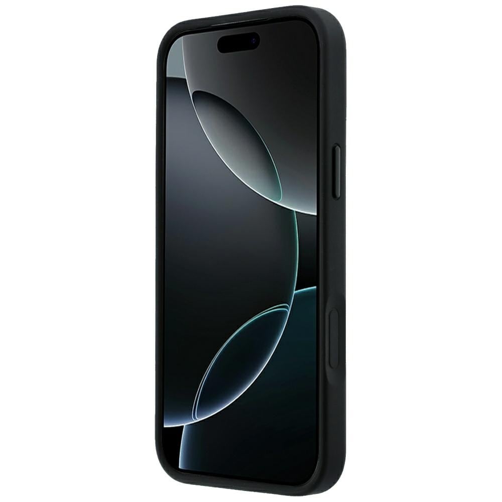 Mercedes læderetui med krydsende linjer og MagSafe til iPhone 17 Pro Max / 18 Pro Max – sort