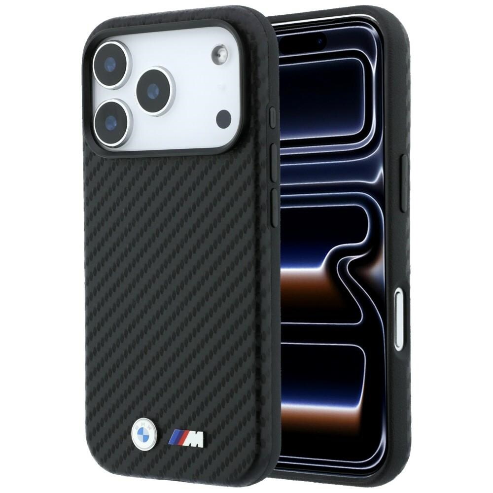 BMW M Carbon Metal-logo MagSafe-etui til iPhone 17 Pro Max / 18 Pro Max – Sort