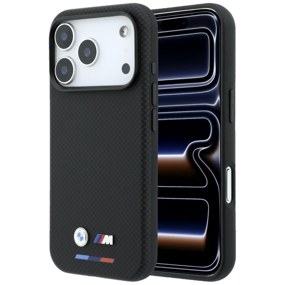 BMW M Quadrille Kevlar Tricolor & Metal Logo MagSafe-etui til iPhone 17/18 Pro Max – Sort