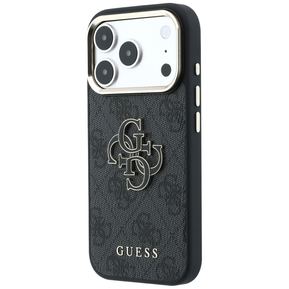 Guess 4G & Big Resin-logo-etui til iPhone 17 Pro Max / 18 Pro Max – Sort