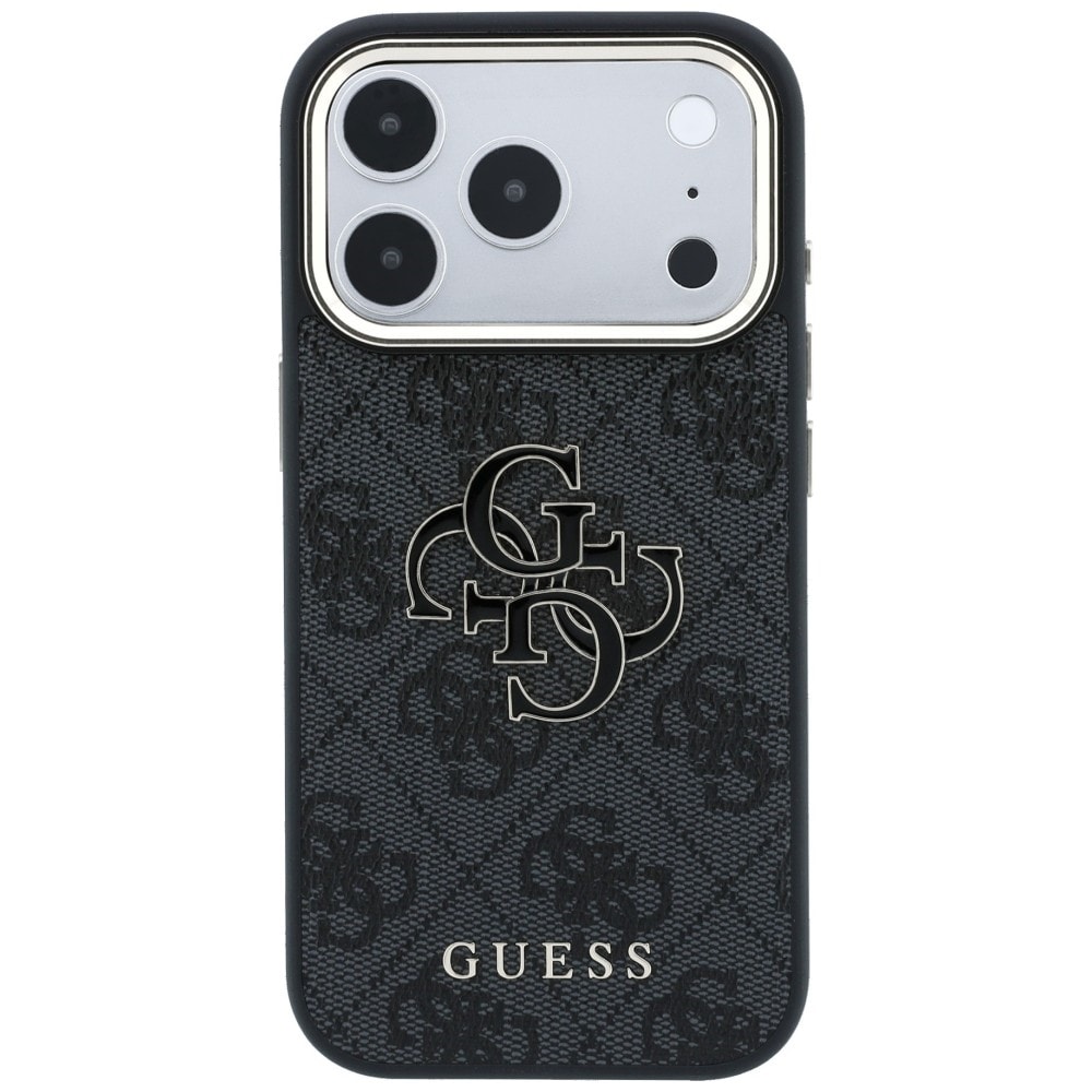 Guess 4G & Big Resin-logo-etui til iPhone 17 Pro Max / 18 Pro Max – Sort
