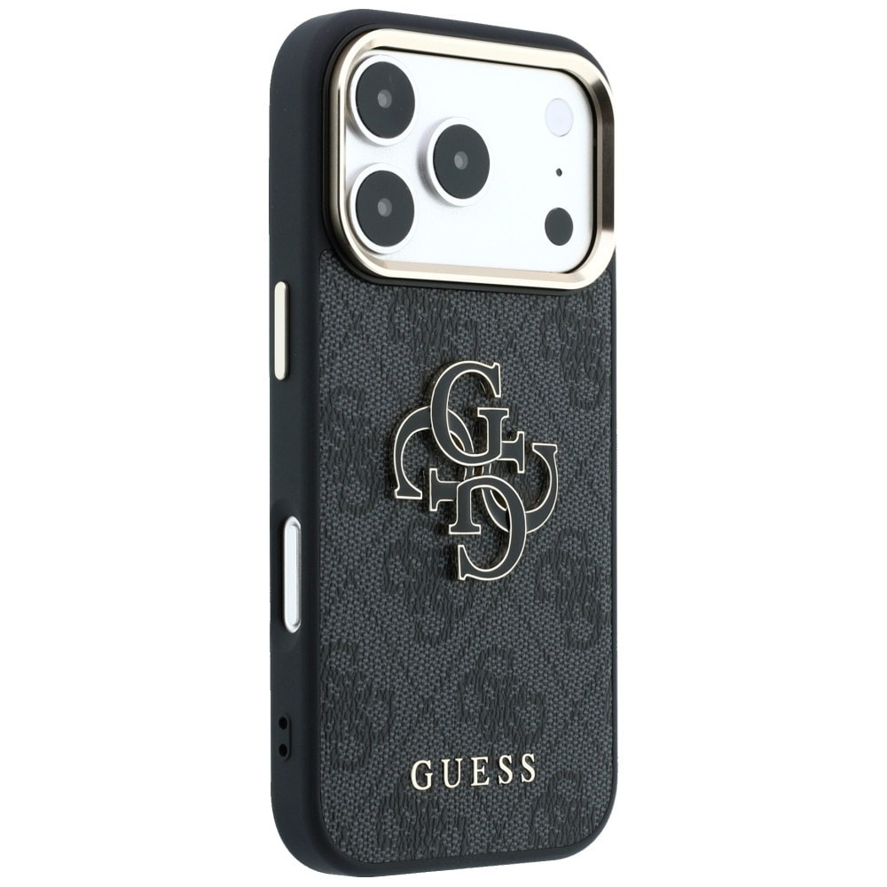 Guess 4G & Big Resin-logo-etui til iPhone 17 Pro Max / 18 Pro Max – Sort