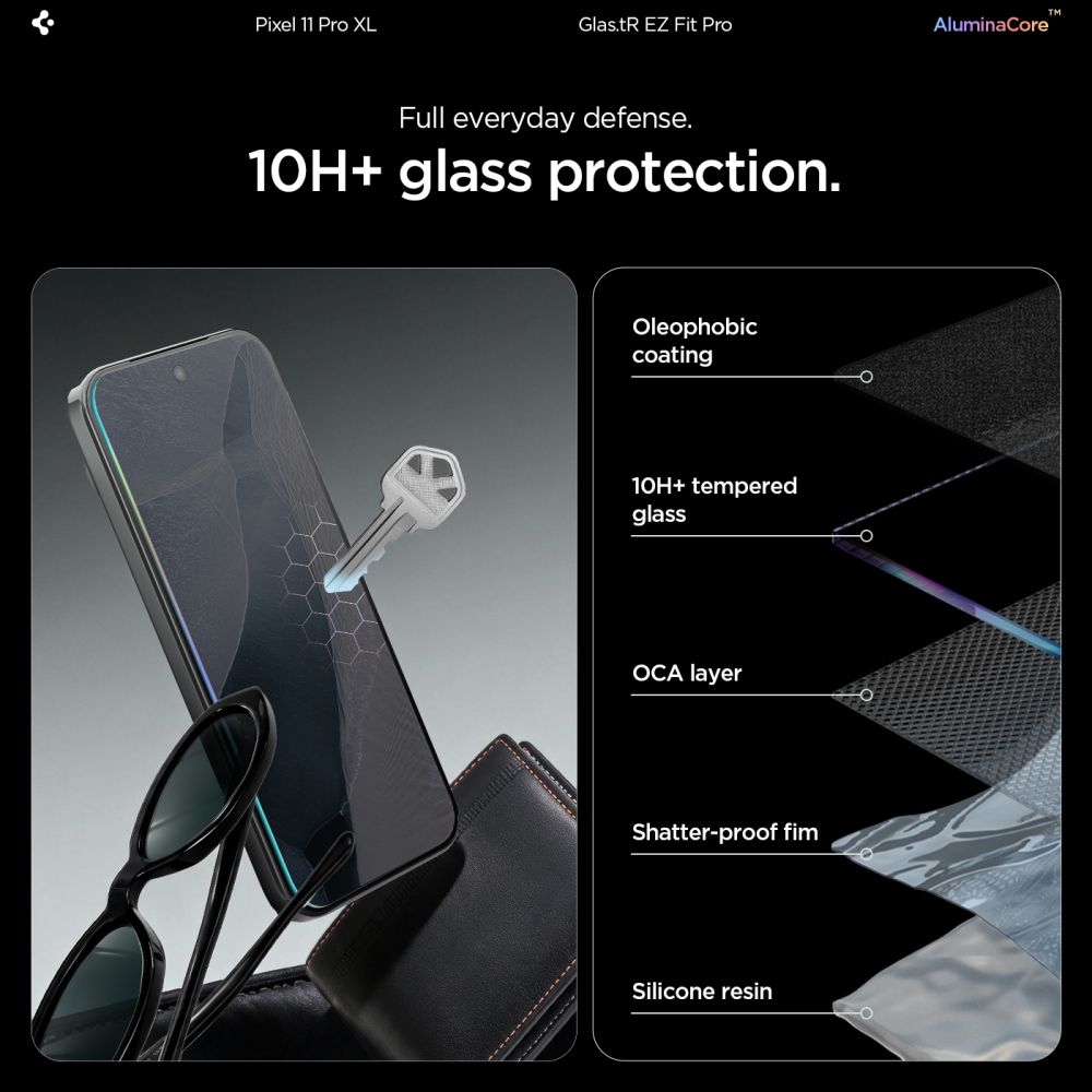 Spigen Glas.tR EZ Fit Pro 2-pak med skærmbeskyttelse af hærdet glas til Google Pixel 11 Pro XL