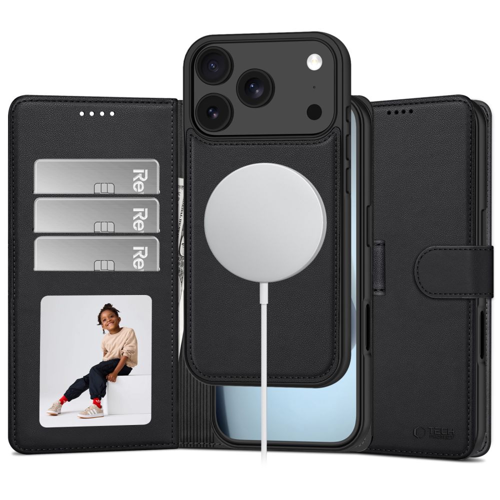 Tech-Protect Wallet MagSafe-etui til iPhone 17 Pro Max / 18 Pro Max – mat sort
