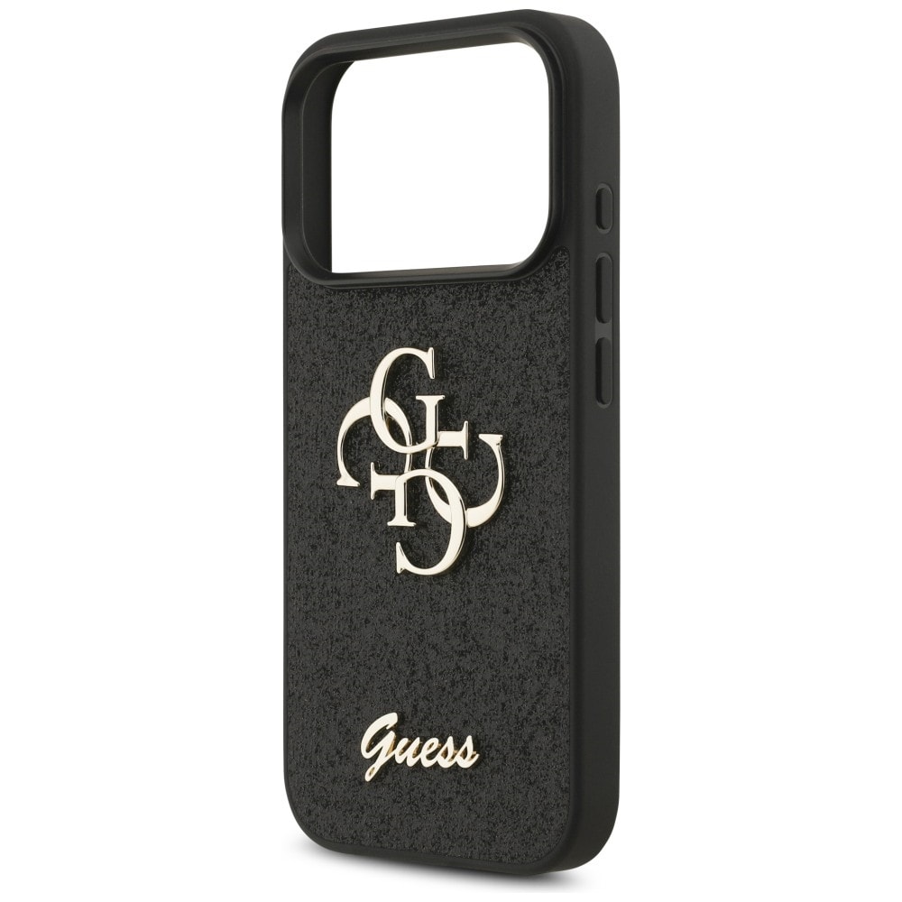 Guess Fixed Glitter Big 4G-etui til iPhone 17 Pro / 18 Pro – Sort