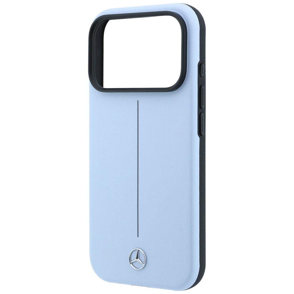 Mercedes Iconic Line læderetui m. delvis omslutning, MagSafe til iPhone 18/17 Pro Max – Blå