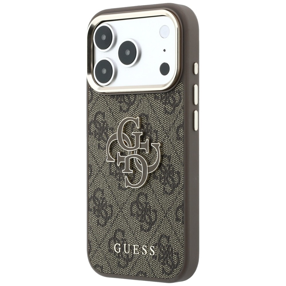 Guess 4G & Big Resin-logo-etui til iPhone 17 Pro / 18 Pro – Brun