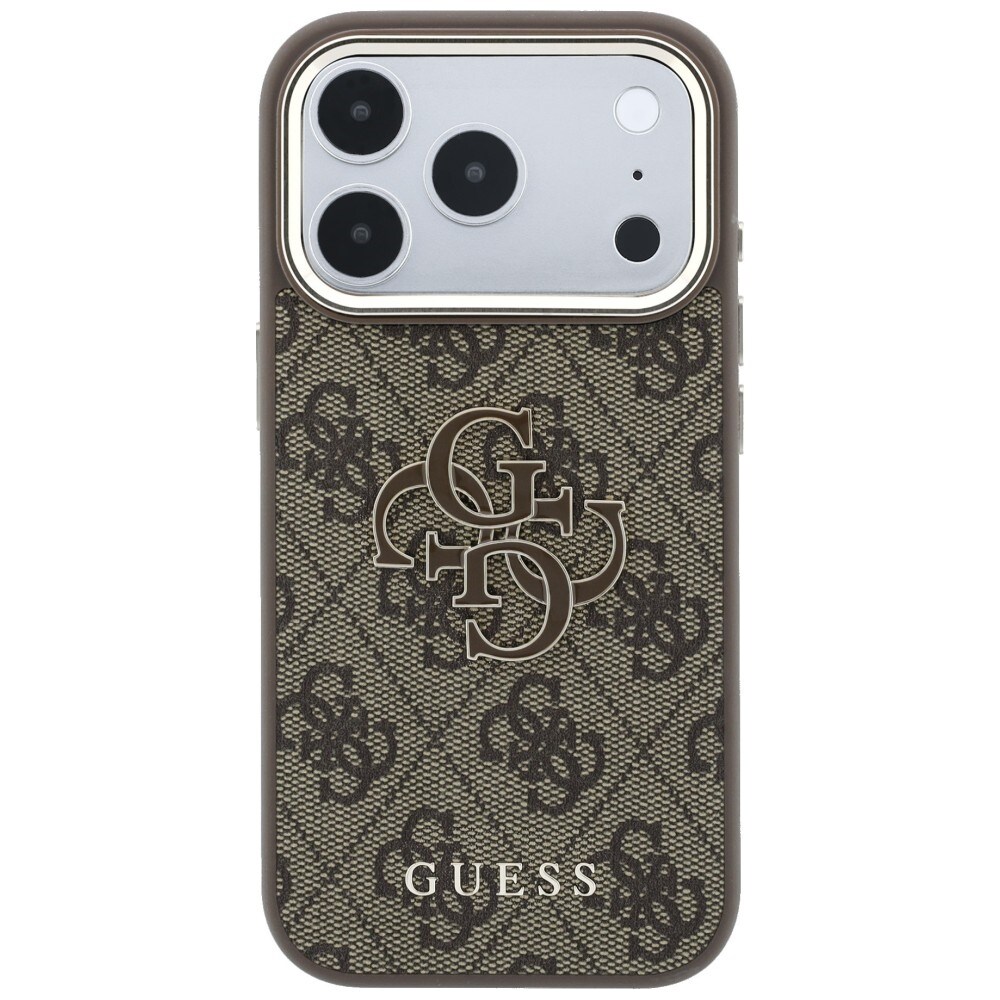 Guess 4G & Big Resin-logo-etui til iPhone 17 Pro / 18 Pro – Brun