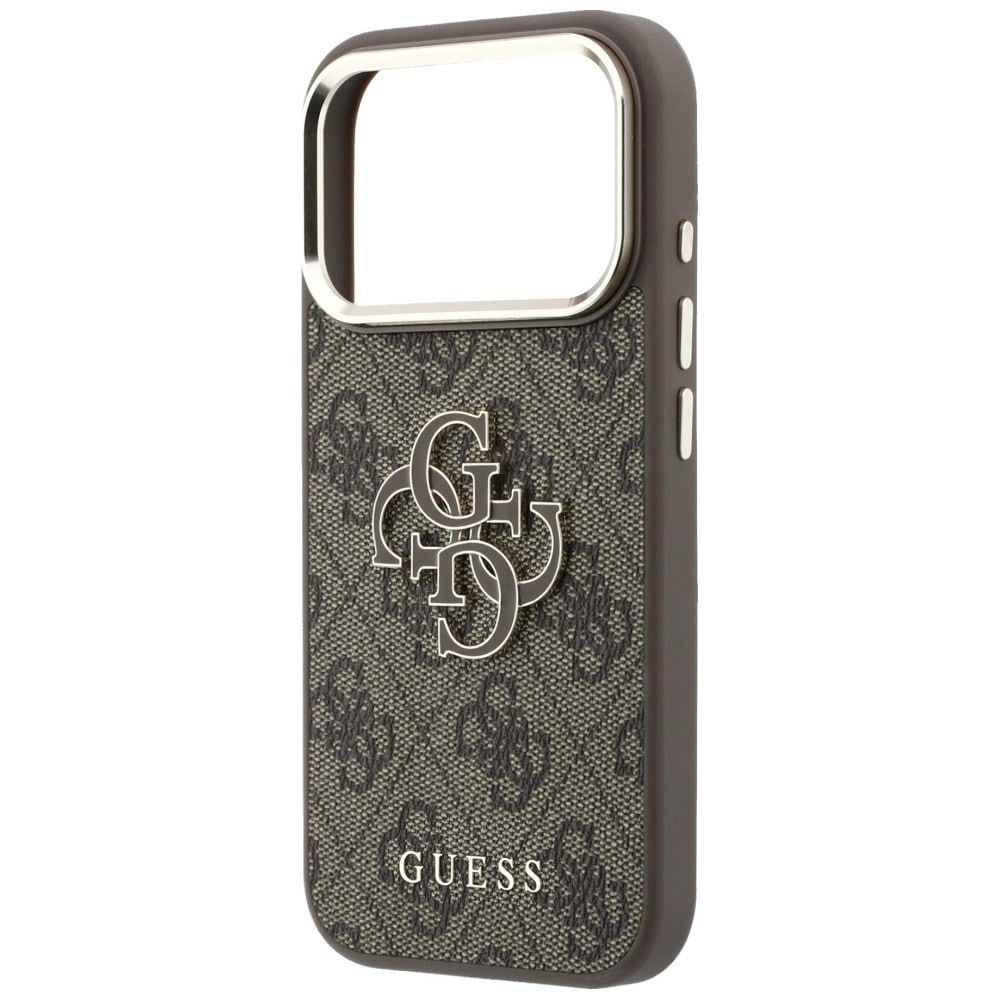 Guess 4G & Big Resin-logo-etui til iPhone 17 Pro / 18 Pro – Brun