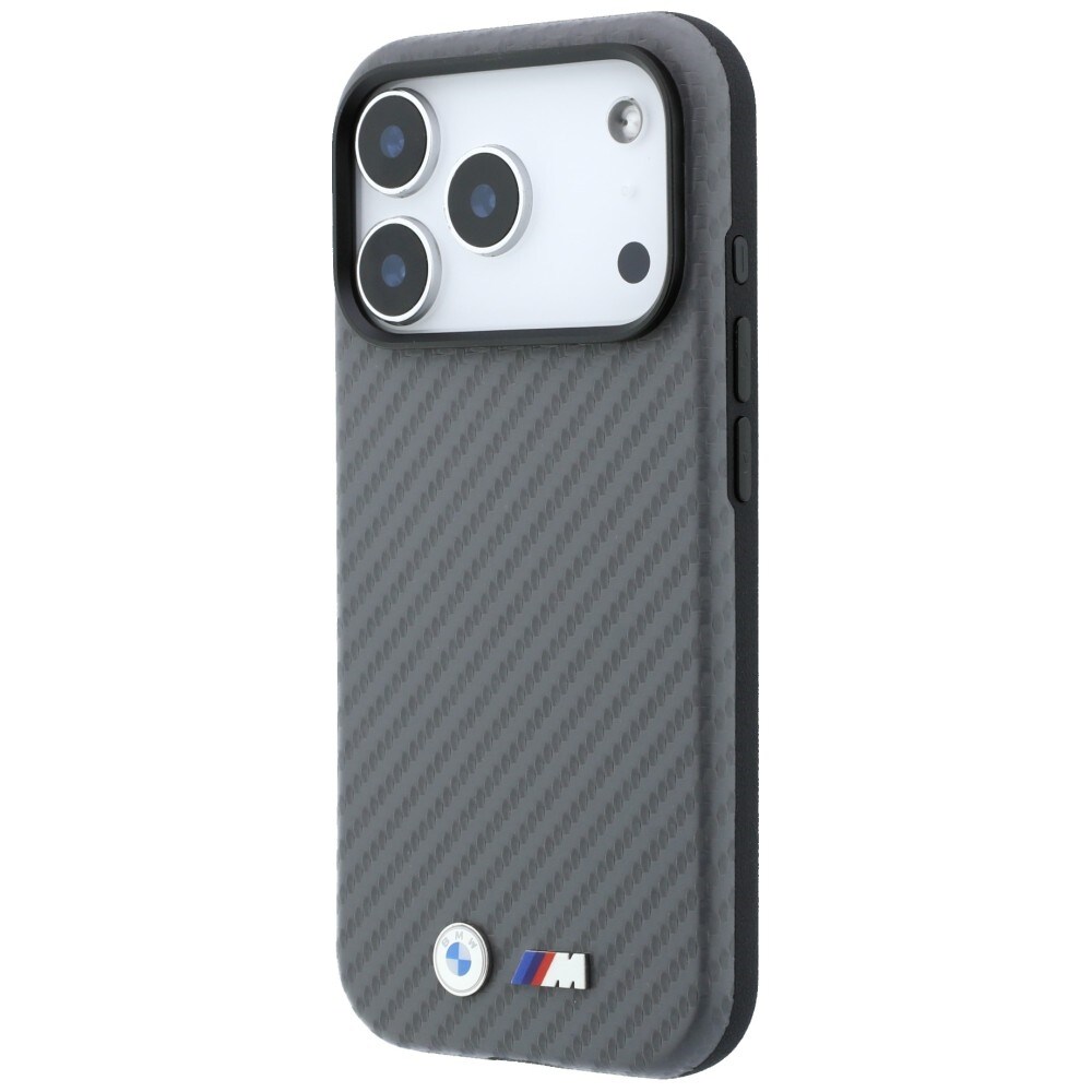 BMW M Carbon Metal Logo MagSafe-etui til iPhone 17 Pro Max / 18 Pro Max – grå