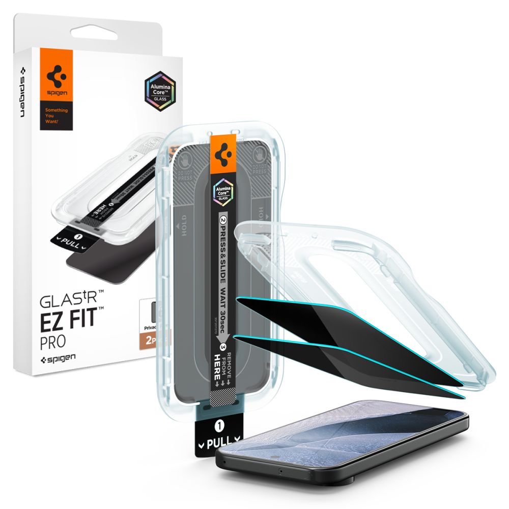 Spigen Glas.tR EZ Fit Pro HD Privacy 2-pak hærdet glas til Google Pixel 9/9 Pro/10/10 Pro/11/11 Pro