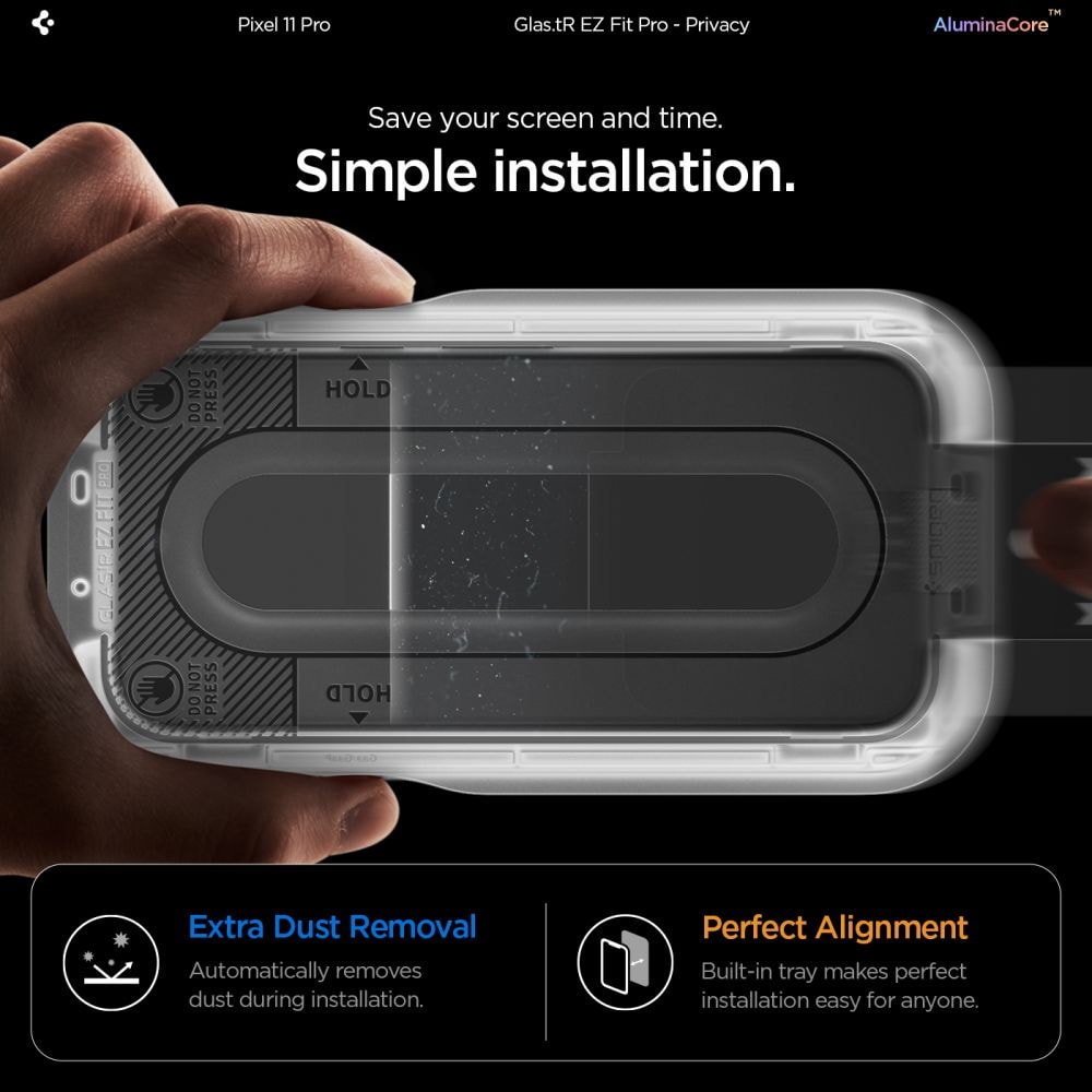 Spigen Glas.tR EZ Fit Pro HD Privacy 2-pak hærdet glas til Google Pixel 9/9 Pro/10/10 Pro/11/11 Pro