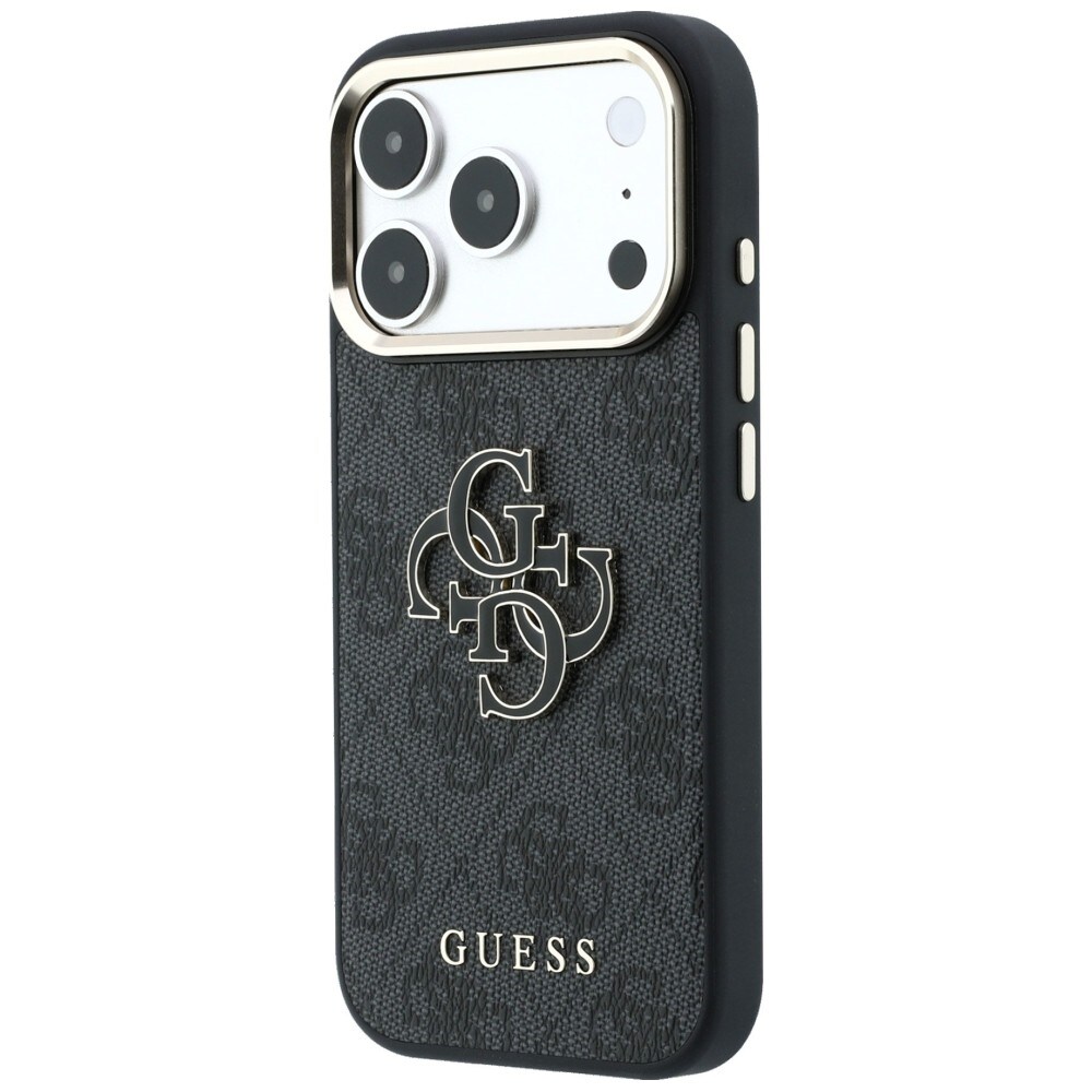 Guess 4G & Big Resin-logo-etui til iPhone 17 Pro / 18 Pro – Sort