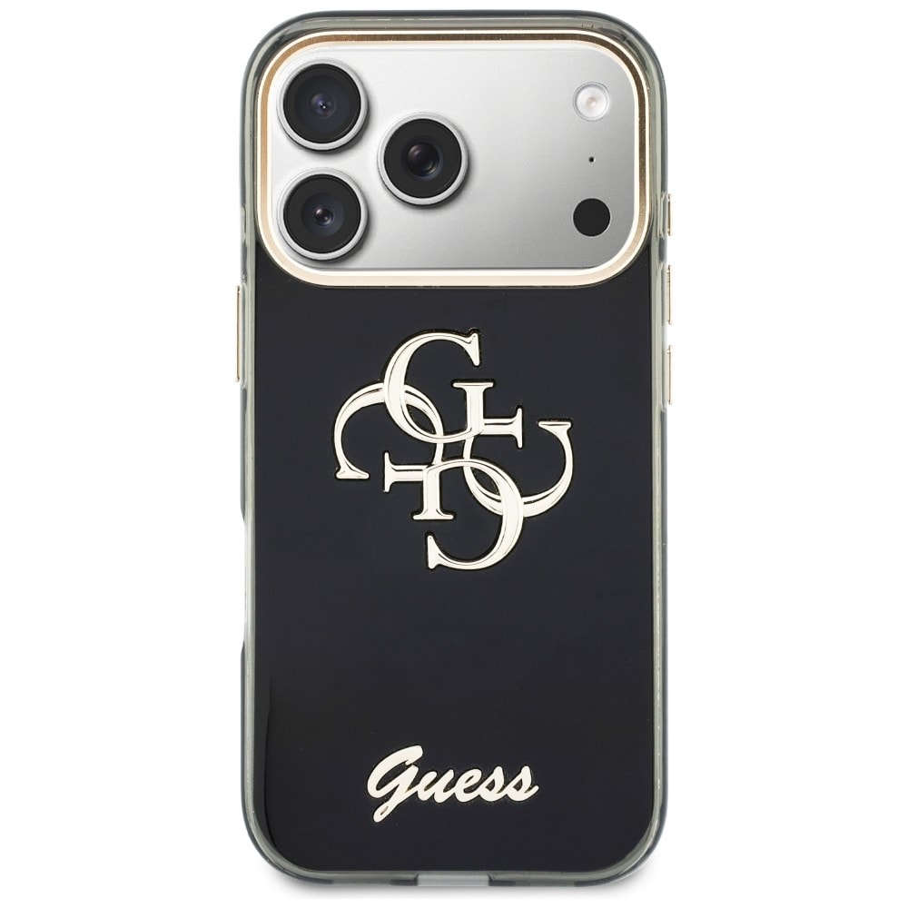 Guess IML 4G Script metaletui til iPhone 17 Pro Max / 18 Pro Max – Sort