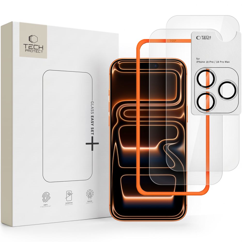 Tech-Protect Easy Set+ 2-pak hærdet glas til skærm + kamera til iPhone 18 Pro Max