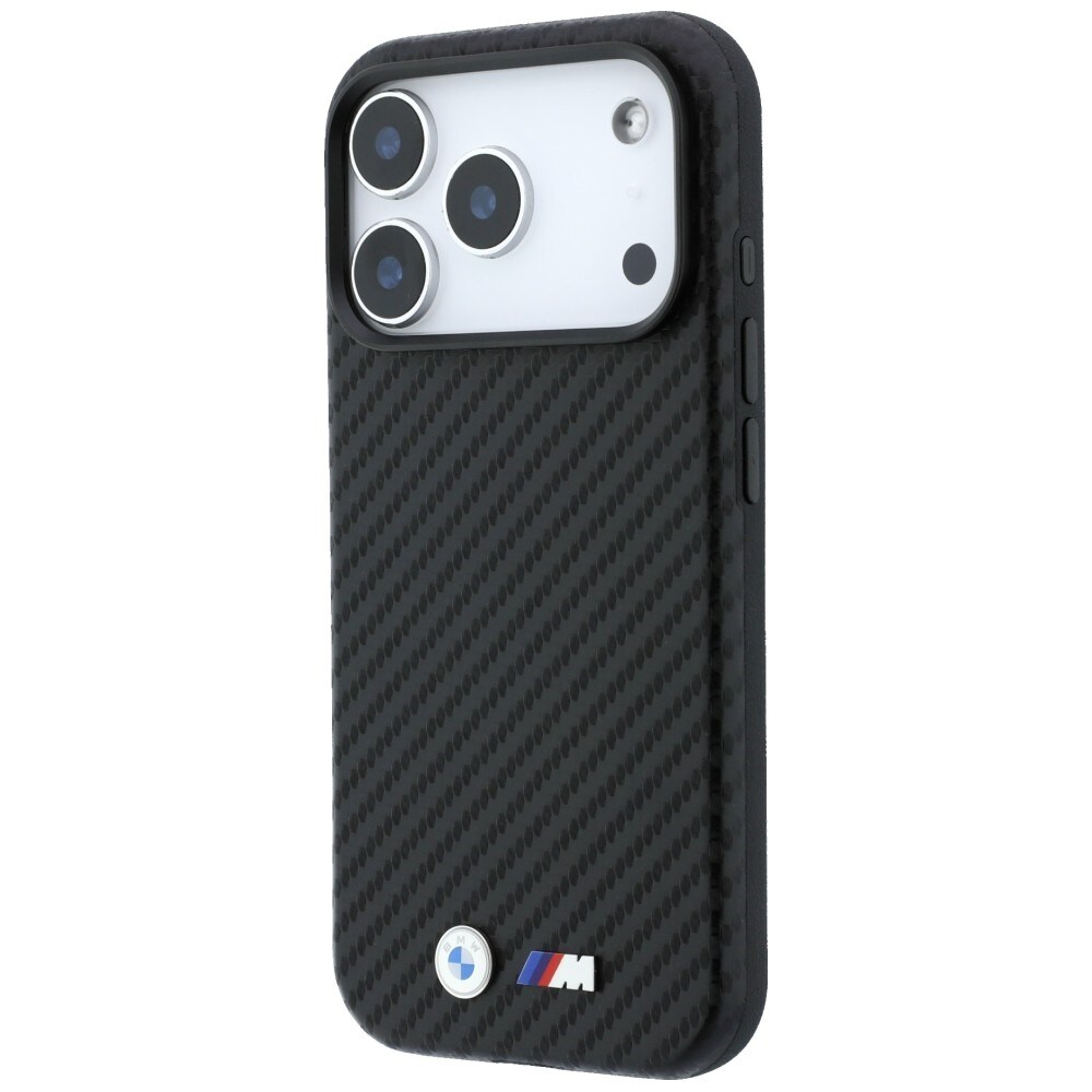 BMW M Carbon Metal-logo MagSafe-etui til iPhone 17 Pro / 18 Pro – Sort