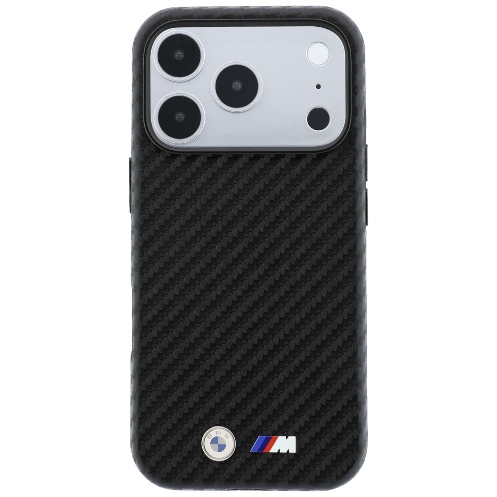 BMW M Carbon Metal-logo MagSafe-etui til iPhone 17 Pro / 18 Pro – Sort