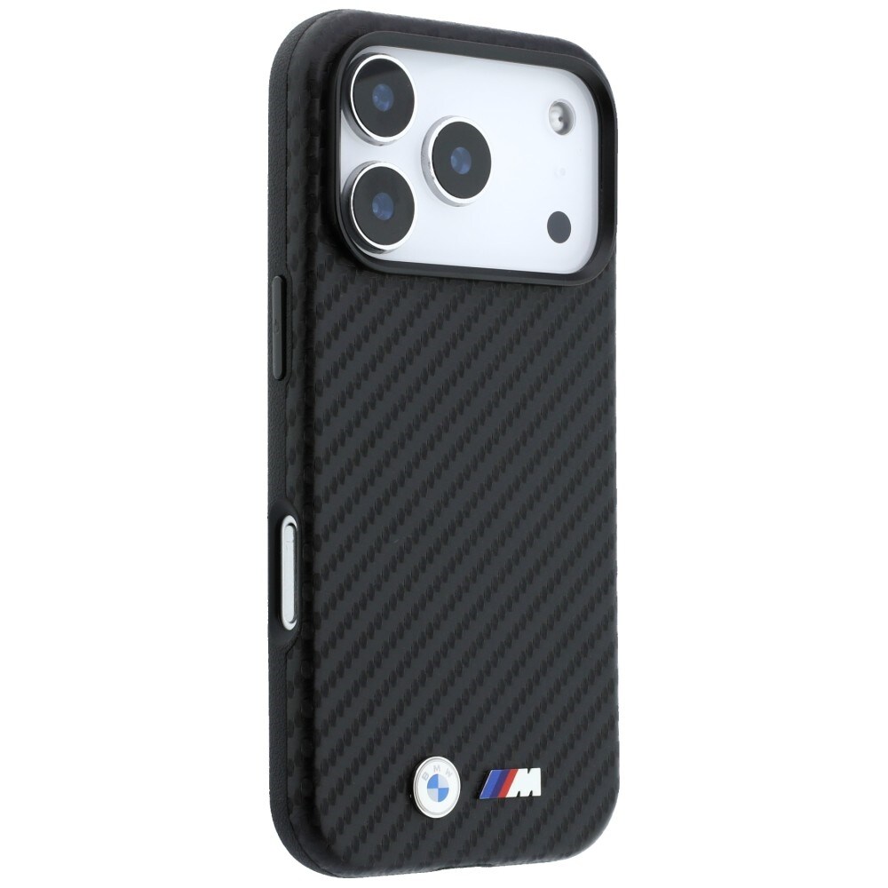 BMW M Carbon Metal-logo MagSafe-etui til iPhone 17 Pro / 18 Pro – Sort