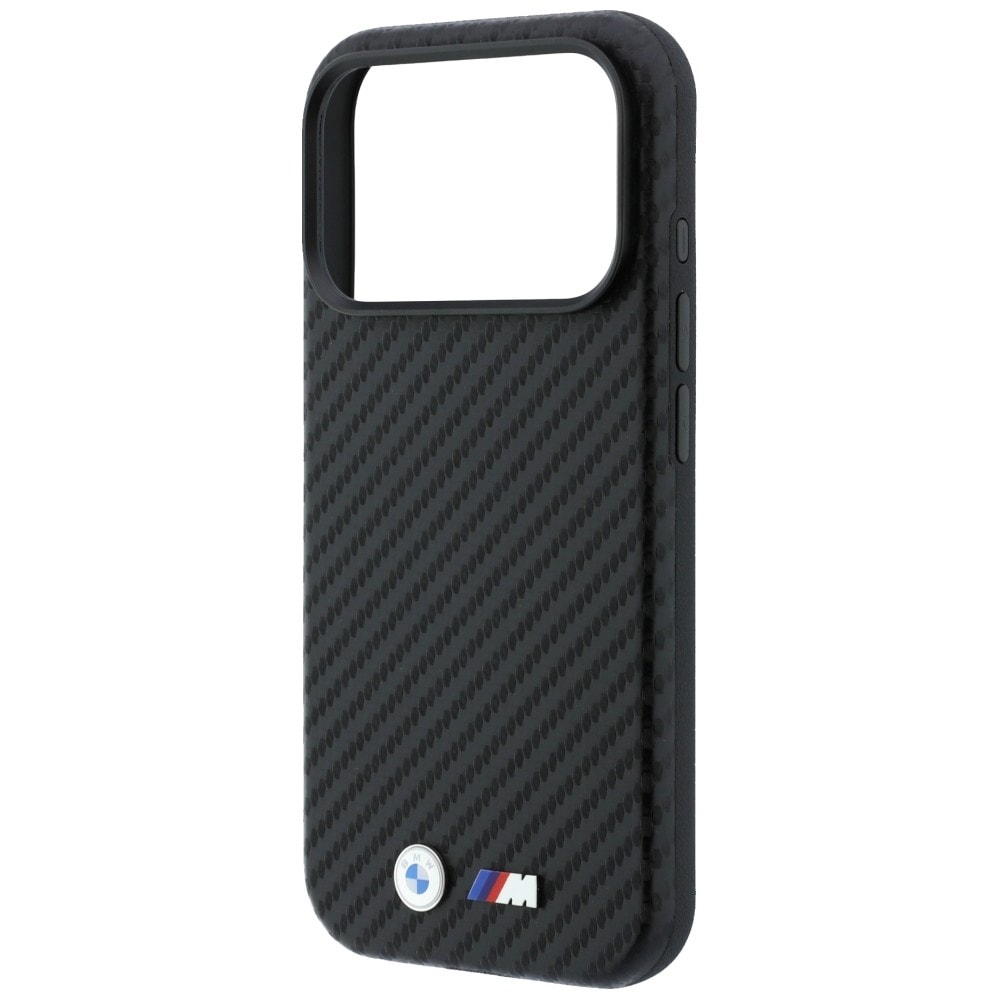 BMW M Carbon Metal-logo MagSafe-etui til iPhone 17 Pro / 18 Pro – Sort