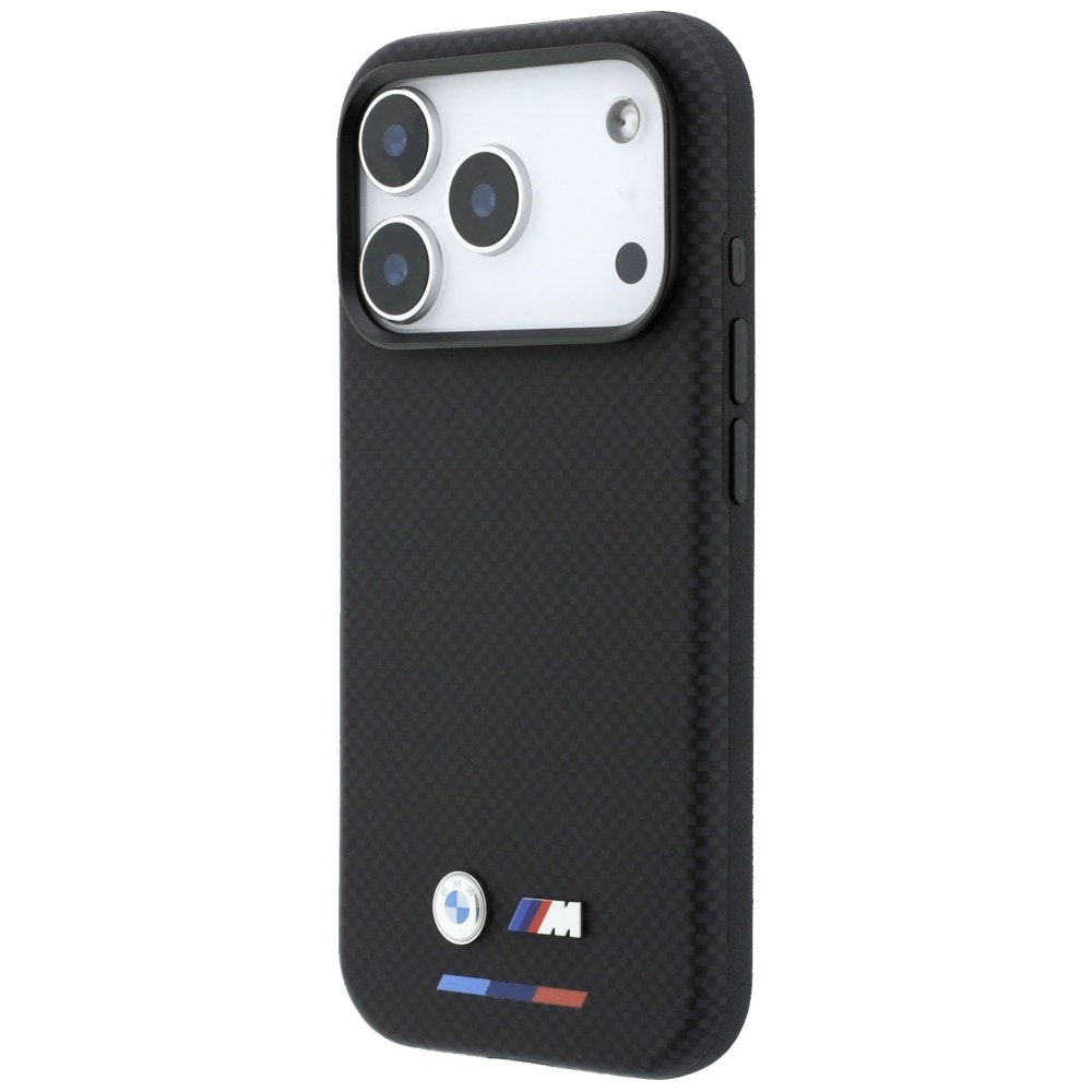 BMW M Quadrille Kevlar Tricolor & Metal Logo MagSafe-etui til iPhone 17 Pro / 18 Pro – Sort