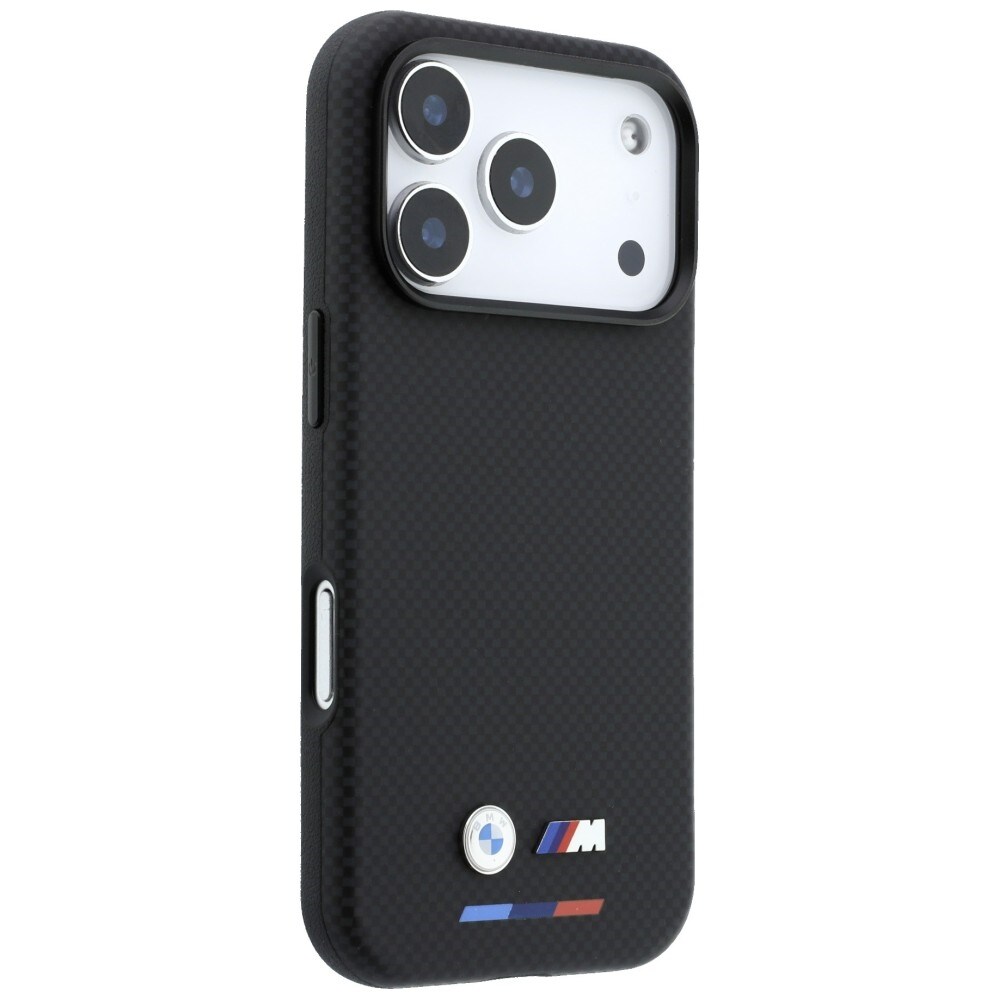 BMW M Quadrille Kevlar Tricolor & Metal Logo MagSafe-etui til iPhone 17 Pro / 18 Pro – Sort