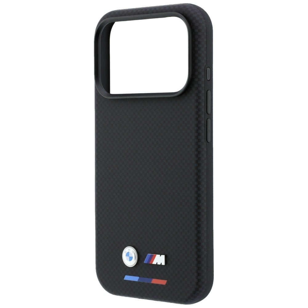 BMW M Quadrille Kevlar Tricolor & Metal Logo MagSafe-etui til iPhone 17 Pro / 18 Pro – Sort