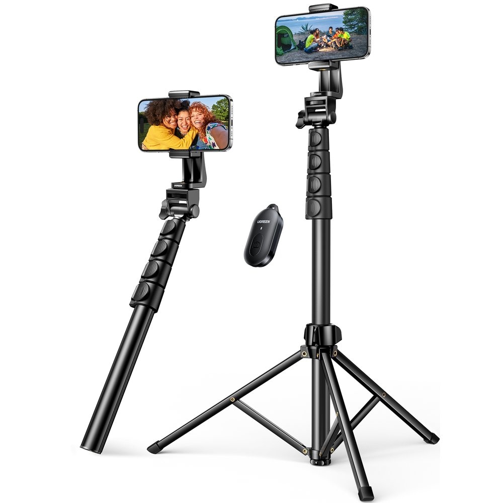Ugreen LP680 selfiestang med stativ og Bluetooth-fjernbetjening, 1,8 m – sort