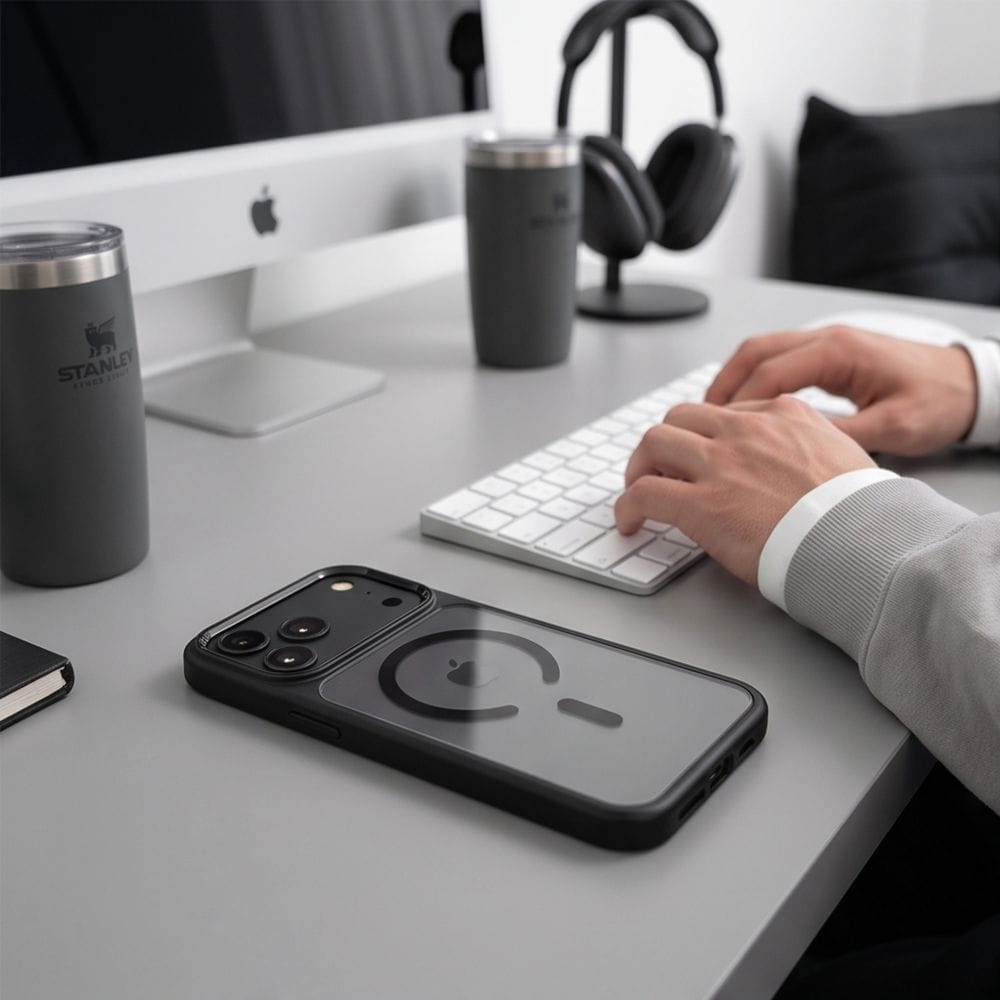 Tech-Protect Magmat Magsafe CC-etui til iPhone 17 Pro / 18 Pro – gennemsigtig sort