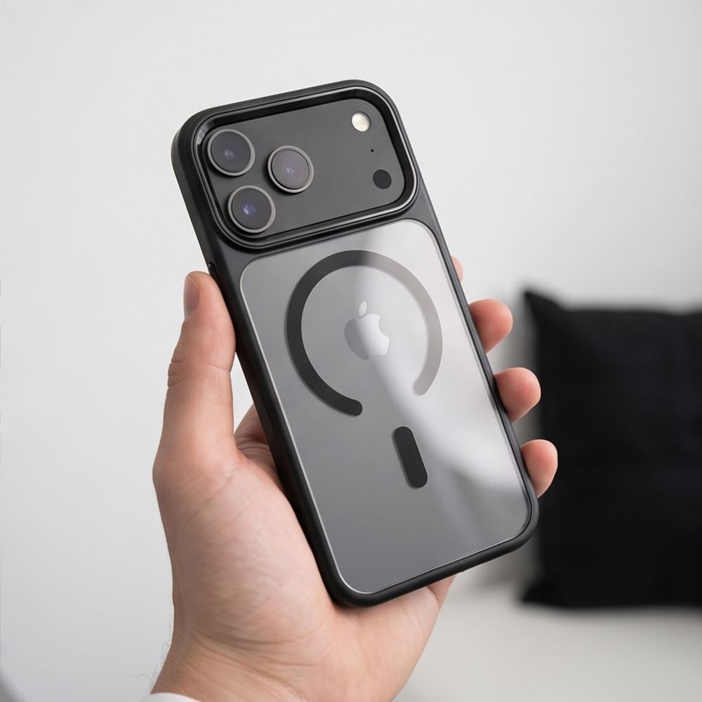 Tech-Protect Magmat Magsafe CC-etui til iPhone 17 Pro / 18 Pro – gennemsigtig sort